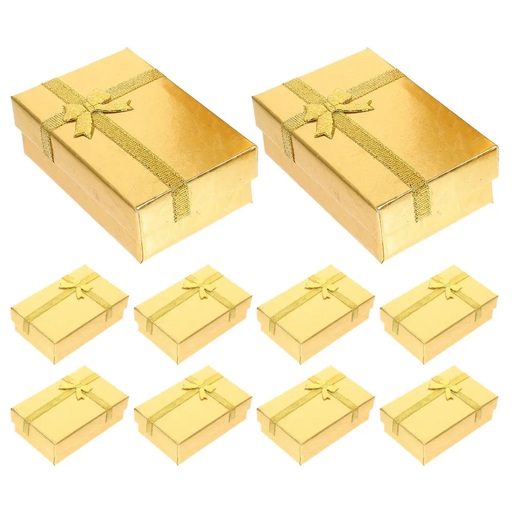 

10Pcs Jewelry Packaging Boxes Heart Pattern Cardboard Small Present Boxes for Rings Earrings Necklaces Gift Storage