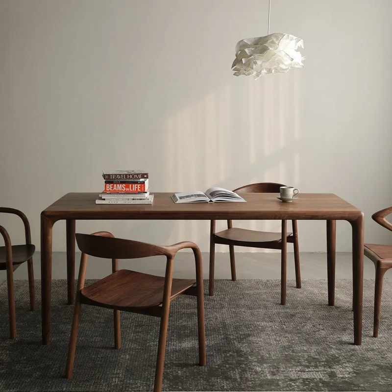 Mesa de jantar retangular de madeira maciça para casa, móveis para sala de jantar