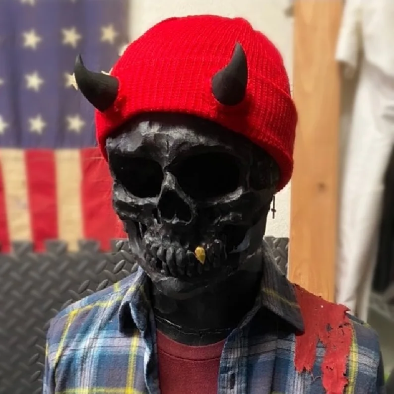 شتاء جديد الشيطان القرن قبعة صغيرة محبوكة الدافئة الاكريليك مضحك شيطان زي الاكسسوارات هالوين عيد الميلاد حفلة للجنسين الكبار الشباب