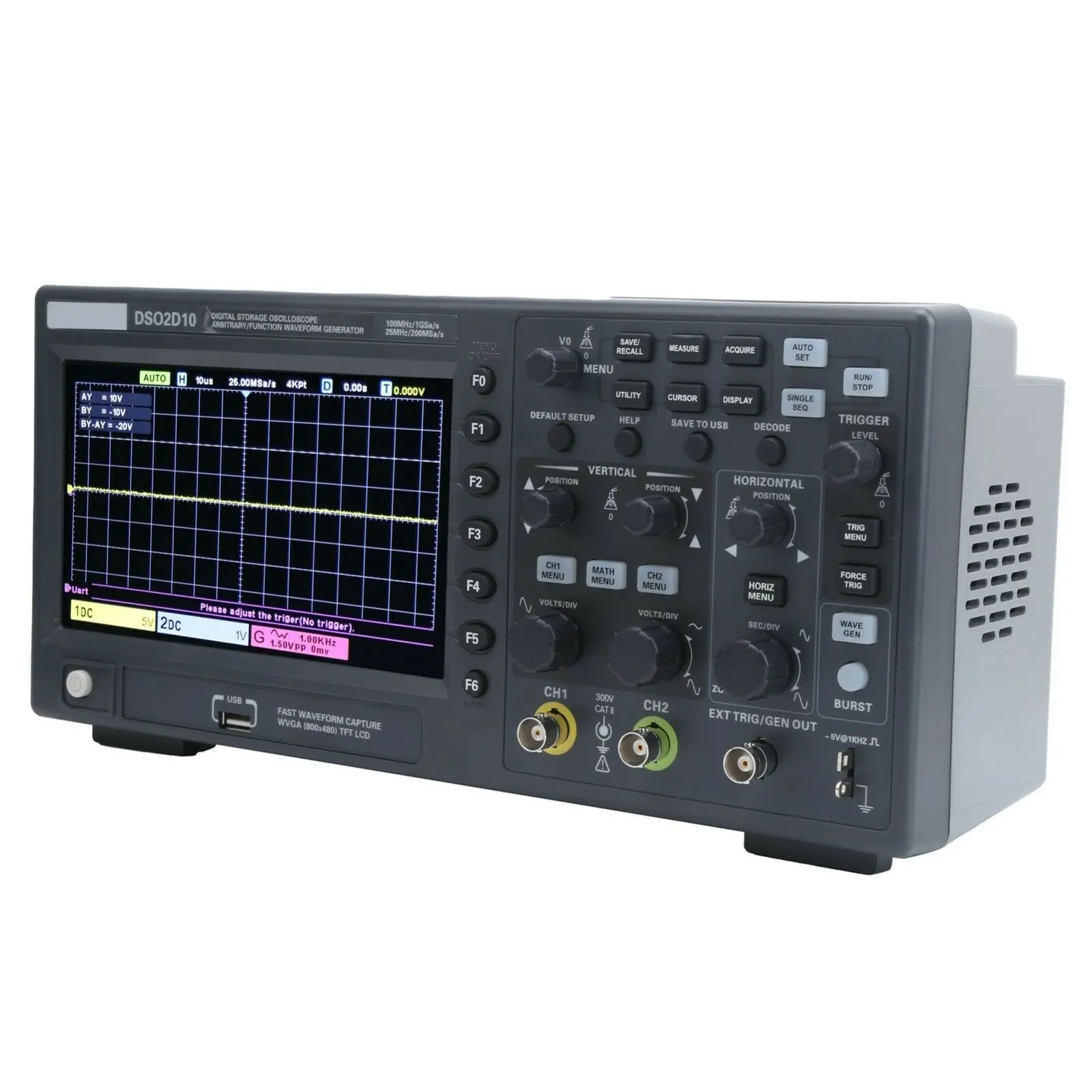 

Hantek Dso2d10 Digital Oscilloscope 2 Channels 100mhz Generation Oscilloscope