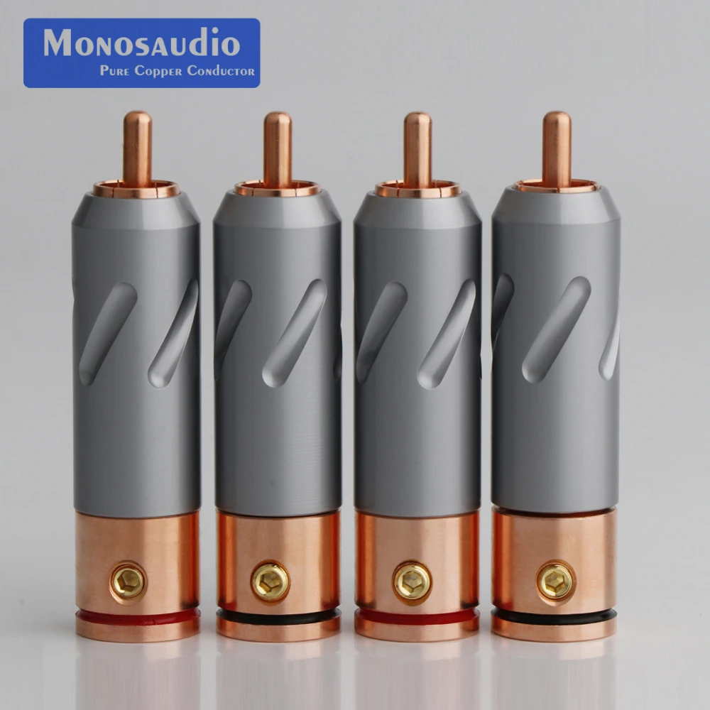 

Monosaudio R201 99.995% Pure Copper RCA Plug Connector Hifi Audio Video Signal Input Output RCA Terminal 24kGold Rhodium Plated