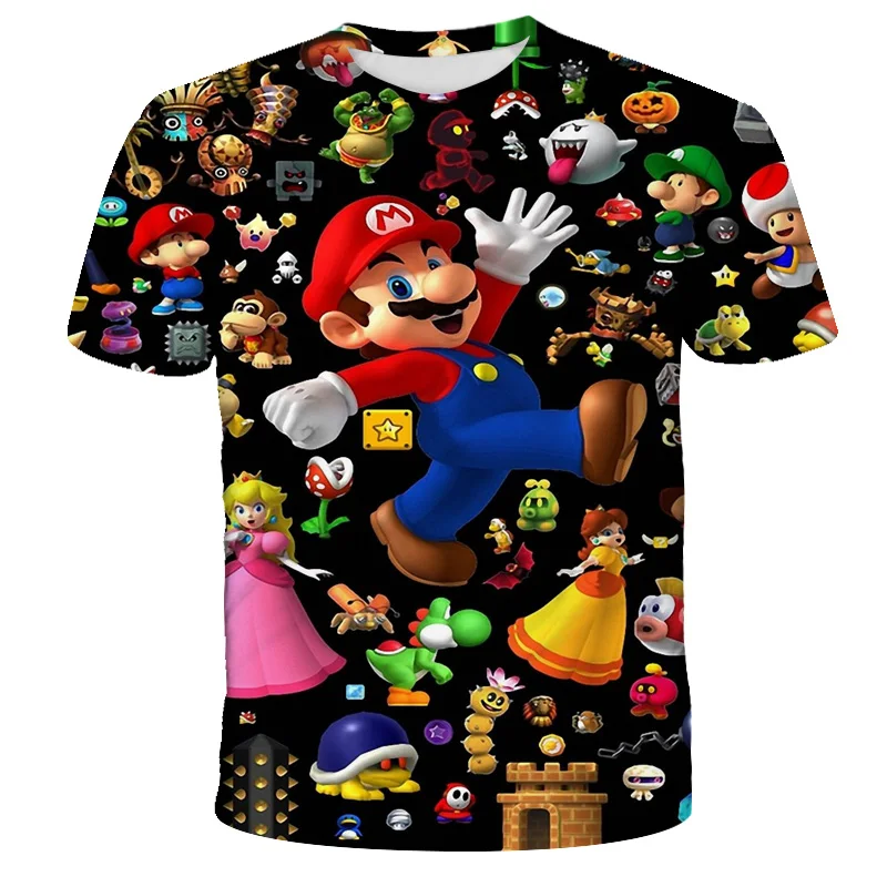 3-14Y Boy Mario Tshirts Daily Top Homewear Kids Gifts Short Sleeve Cartoon T-shirt Tees Children T-shirts Boys' Casual Clothes