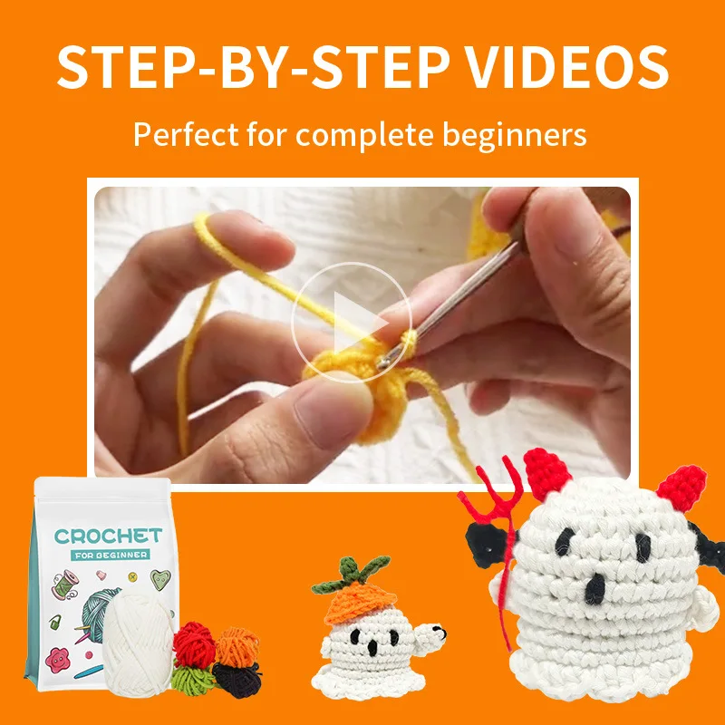 Glow-in-the-dark Wool Handmade Crochet Doll DIY Material Kit Christmas Kit English Tutorial Handmade Material Kit