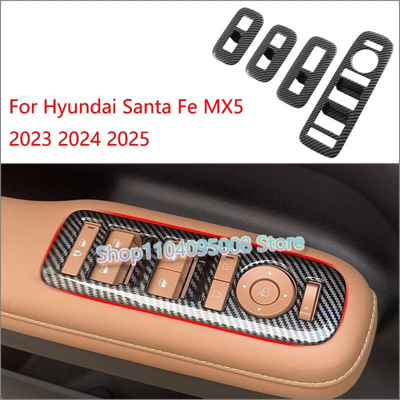 

For Hyundai Santa Fe MX5 2023 2024 2025 Door Window Lift Button Cover Door Armrest Trim Panel Cover Trims