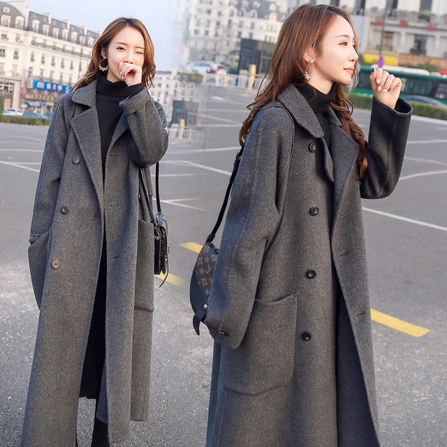 Women s Plaid Woolen Coat Autumn Woolen Coat Winter New Korean Style Jacket Women Overcoat Grey Brown Coat Women Mature Office Wool Blends AliExpress