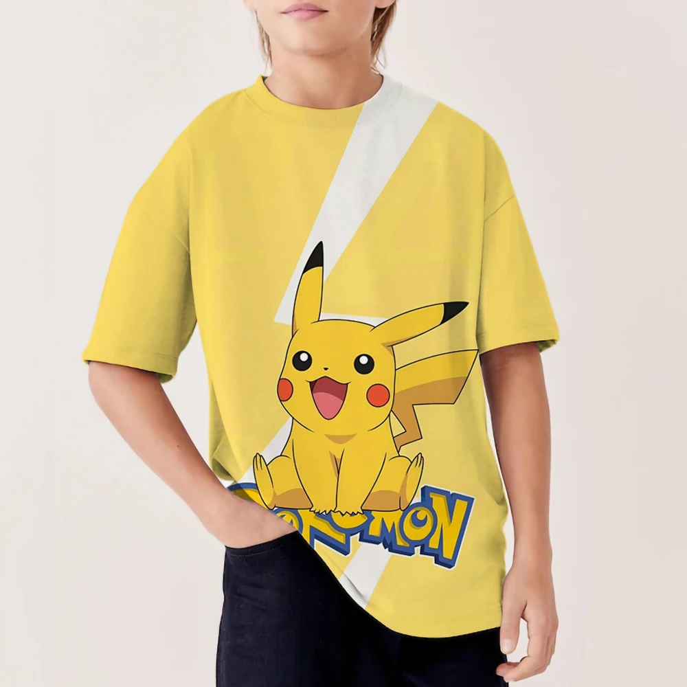 

Cosplay Pokemon 3d fashion casual T-shirt 3-14 boys anime Pikachu T-shirt boys and girls short-sleeved children's clothing