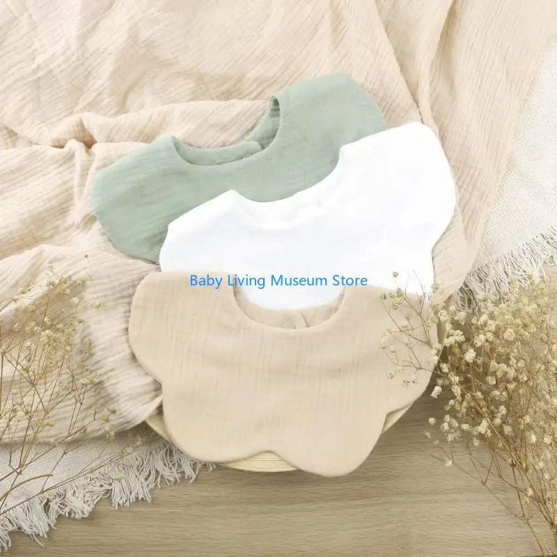 

P31C 3PCS Infant Drooling Bib Burp Cloths for Baby Boys Girls Cotton Saliva Towel Unisex Solid Baby Teething Bib for Newborn