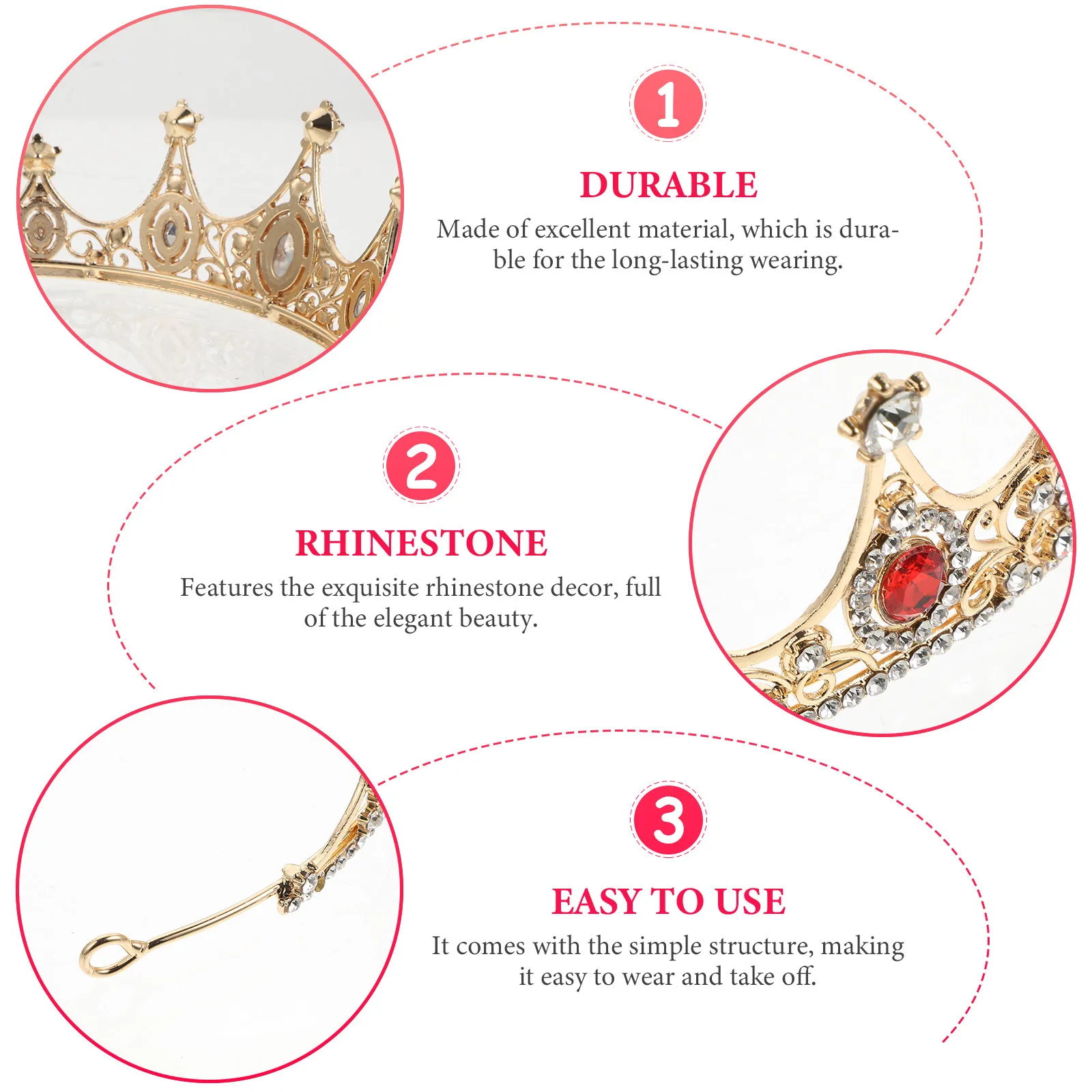 Crown Headdress Rhinestone Tiara for Wedding, Bridal Party, and Special Occasion Headwear