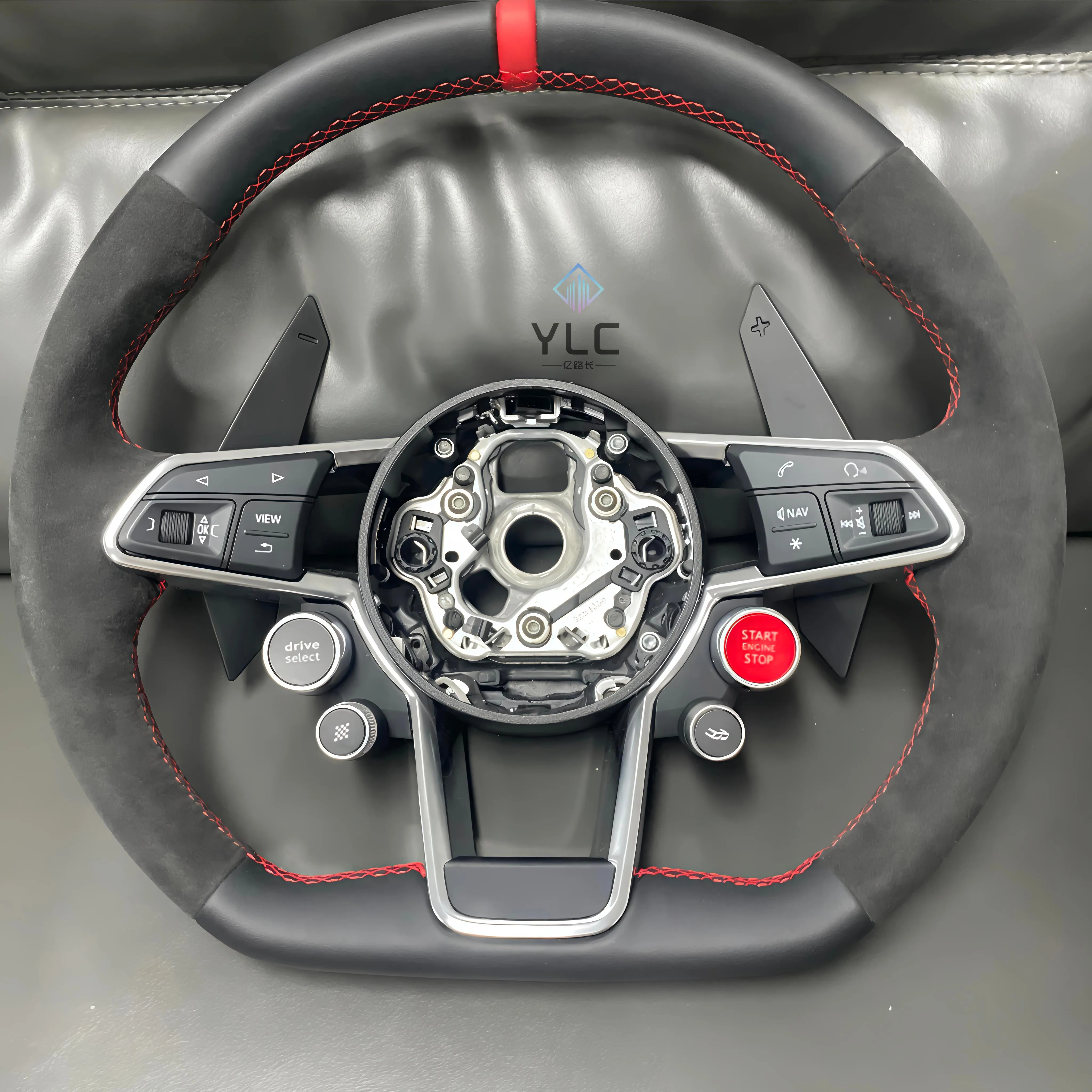 Half  Carbon Fiber Paddle LED Steering Wheel for Audi TT R8 A4 A5 B8 B9 S4 RS6 A6 C7 RS Q5 Q6 Without airbags view 3