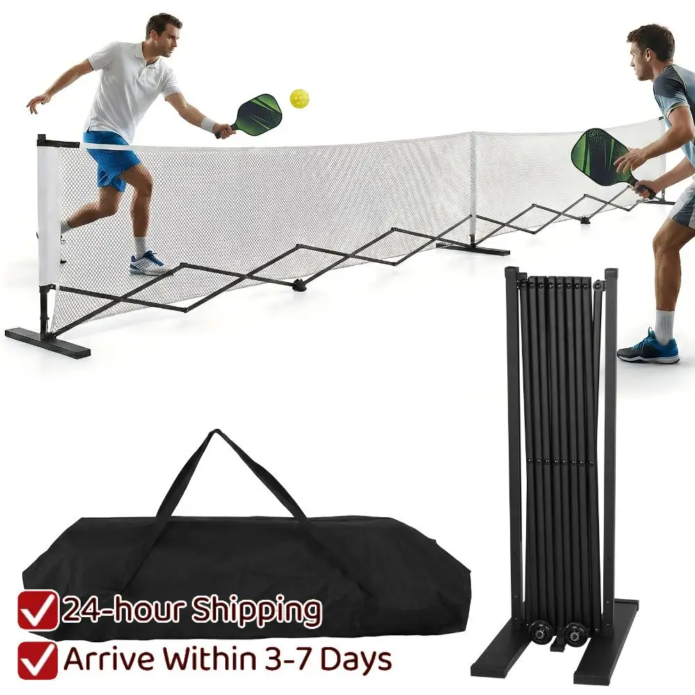 

Movable Net Posts with Wheels Professional Pickle Ball Game Net Stand Aluminum Alloy 22ft for Backyards Driveways & Garages