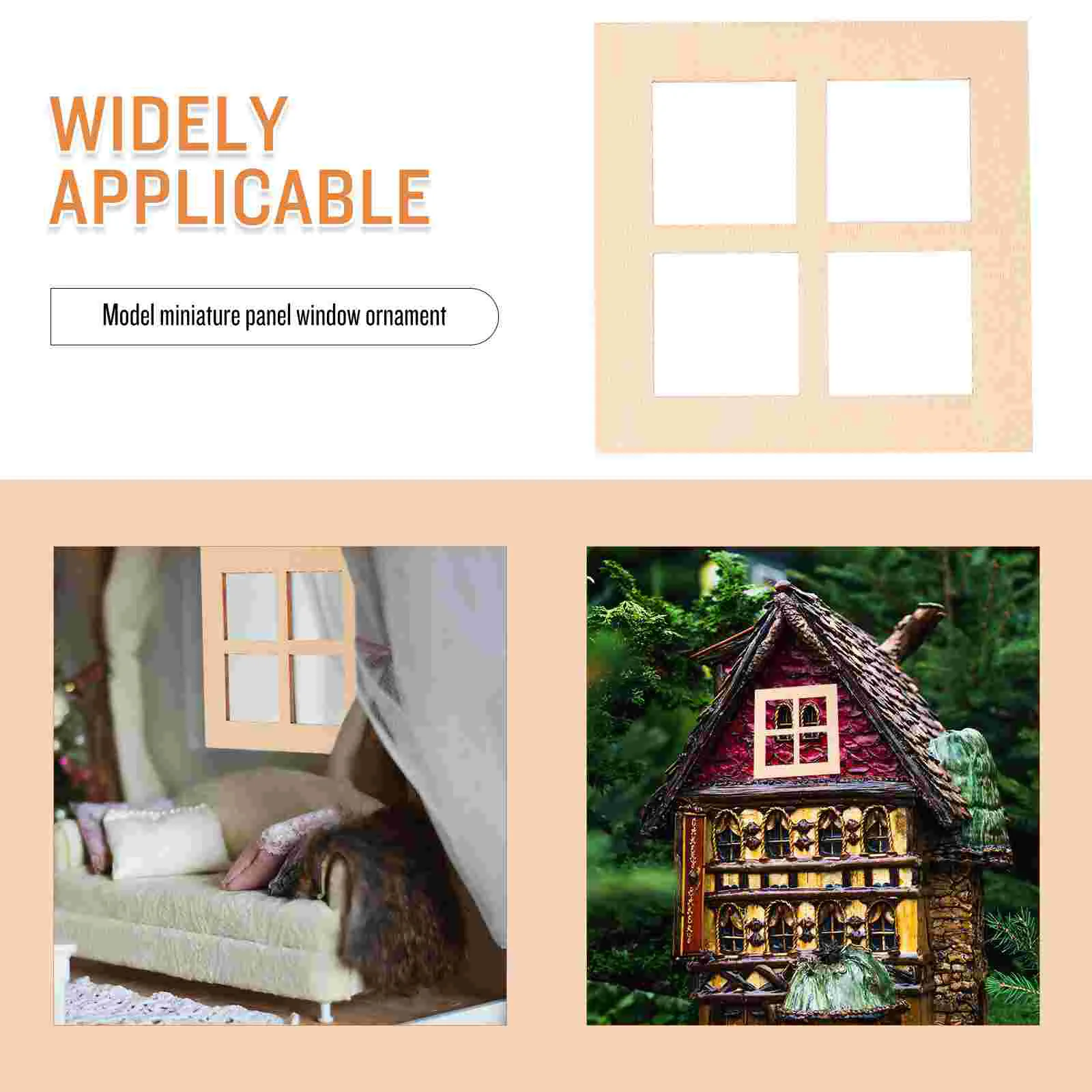 10Pcs Mini House Window Miniature Wood Window House Blank 4-Grids Window Frame house window