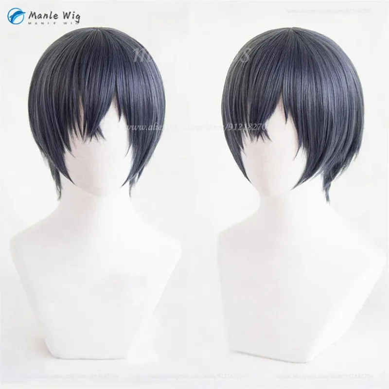 Wig Anime Phantomhive qq681 Wig Halloween Rambut Sintetis Tahan Panas Cosplay Ciel Abu-abu Biru