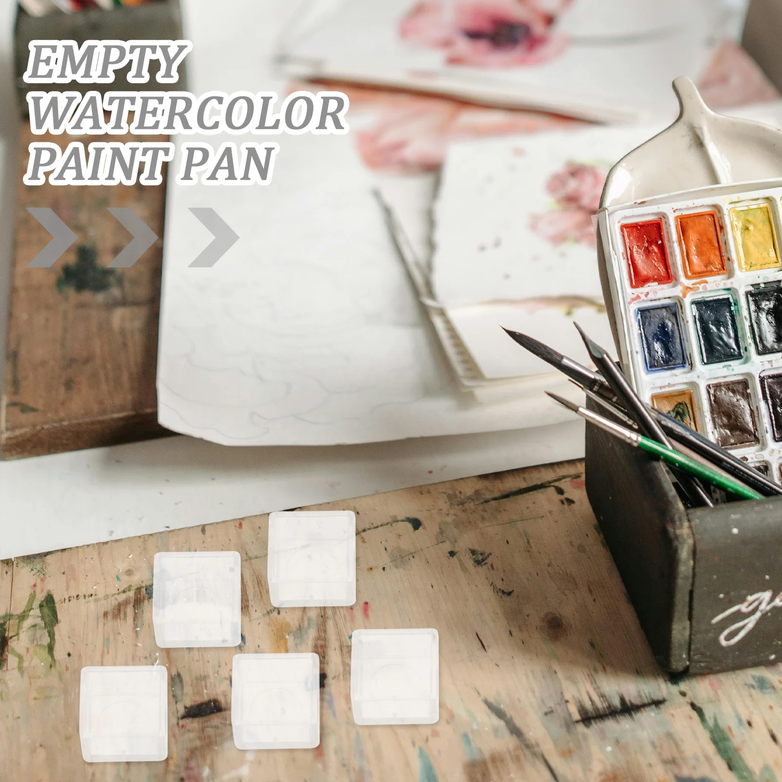 

25 Pcs Watercolor Palette Watercolour Empty Paint Tray Mini Plastic Half Pans Travel