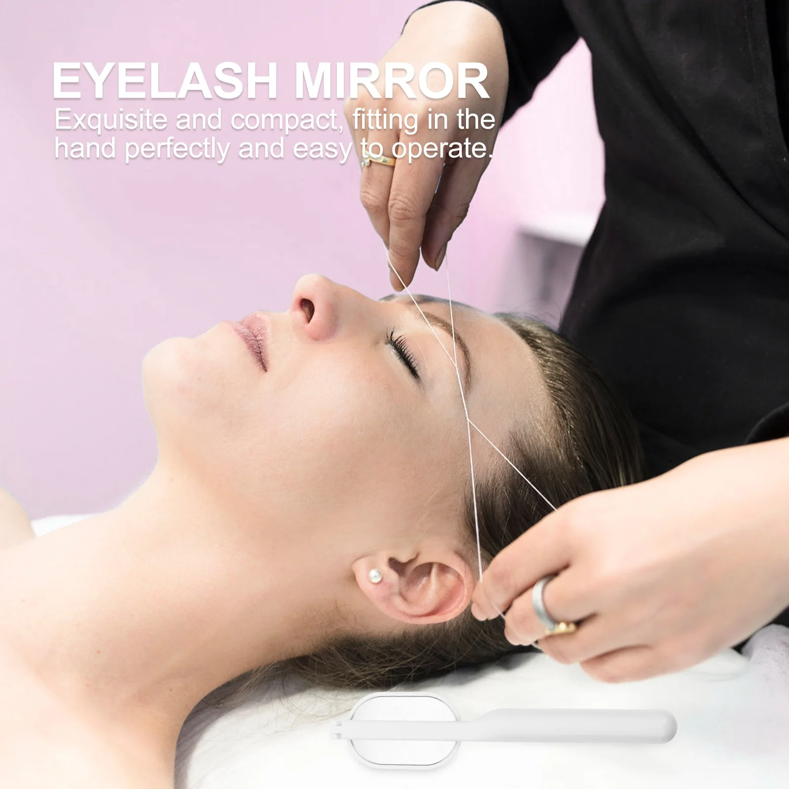 

Compact Folding Eyelash Check Mirror Lightweight Adjustable Handheld Lash Extension Salon Tool for