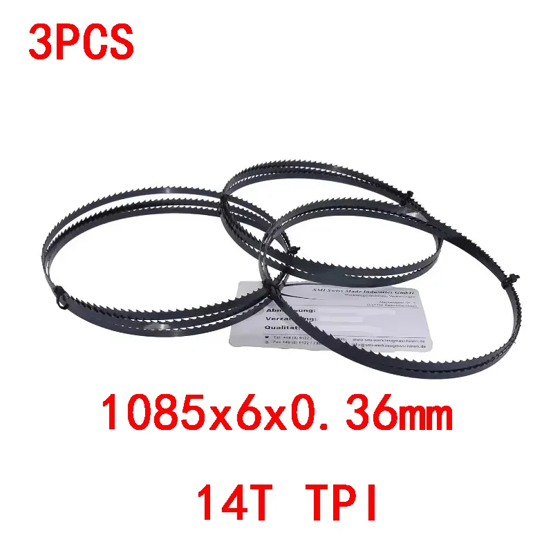 3Pcs SK5 Carbon Band Saw Blade 1085×6×0.36mm 14TPI Bandsaw Blades for Wood & Plastic Cutting