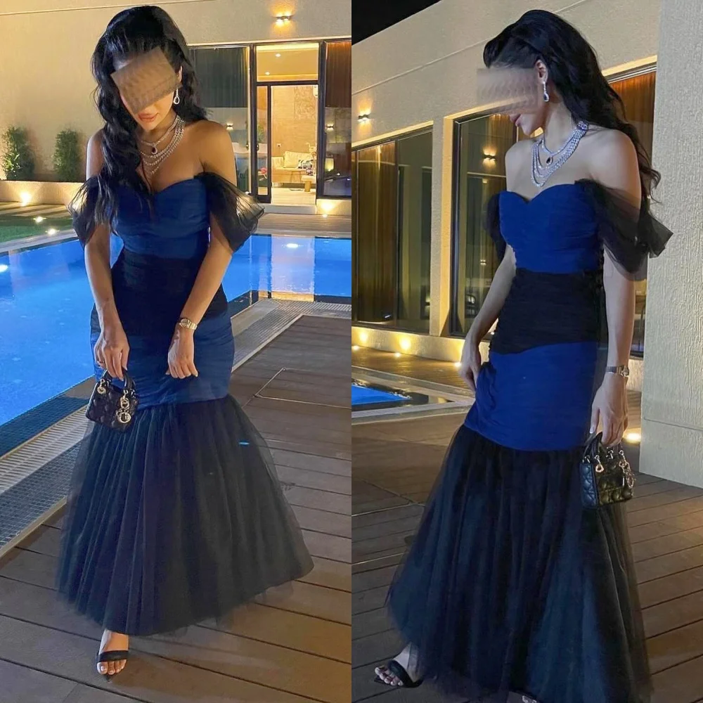 

Jiayigong Sparkle Exquisite Off-the-shoulder Mermaid Floor Length Evening Gown Draped Shirred Tulle Customized