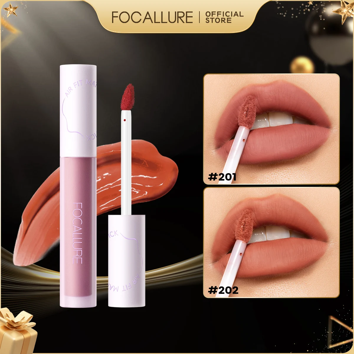 FOCALLURE Airy Matte Liquid Lipstick Waterproof Longlasting Lightweight Lip Gloss Non-stick Cup Velvet Lip Tint Makeup Cosmetics