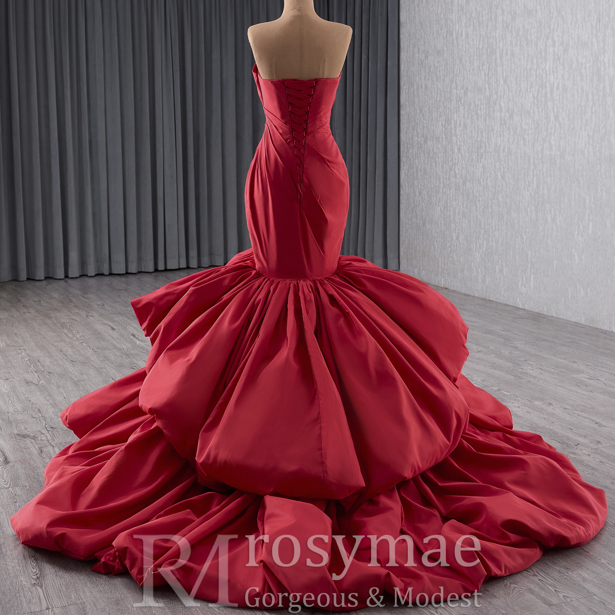 Rosymae bretelles sirène rouge robe de mariée trompette jupe bouffante robe de mariée vestidos de boda para fiestas