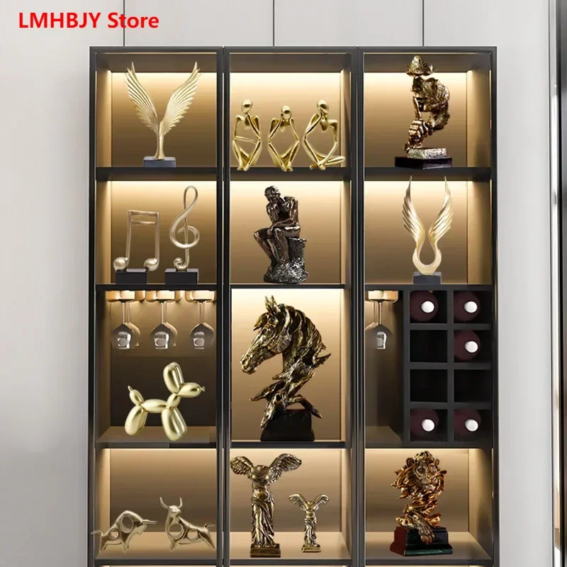 

LMHBJY Modern Luxury Art Villa Restaurant Decoration Office Wine Cabinet Decoration Set Luxury Bookcase Living Room Decoration