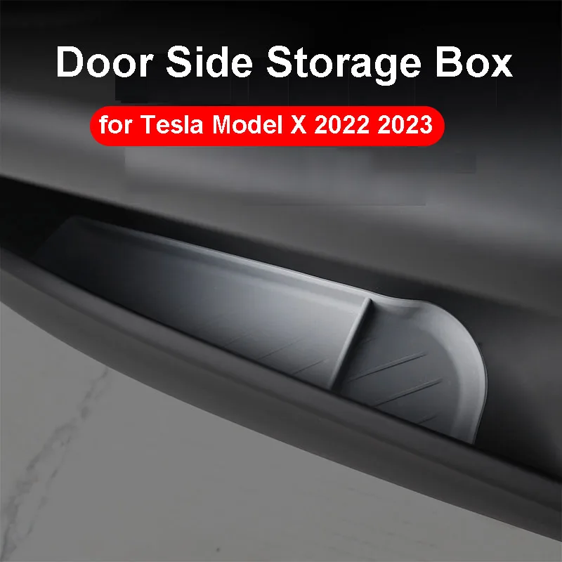 for Tesla Model X 2023 Accessories Door Side Storage Organizer Box Tray Silicone Waterproof ModelX 2022 Trash Can Interior Parts