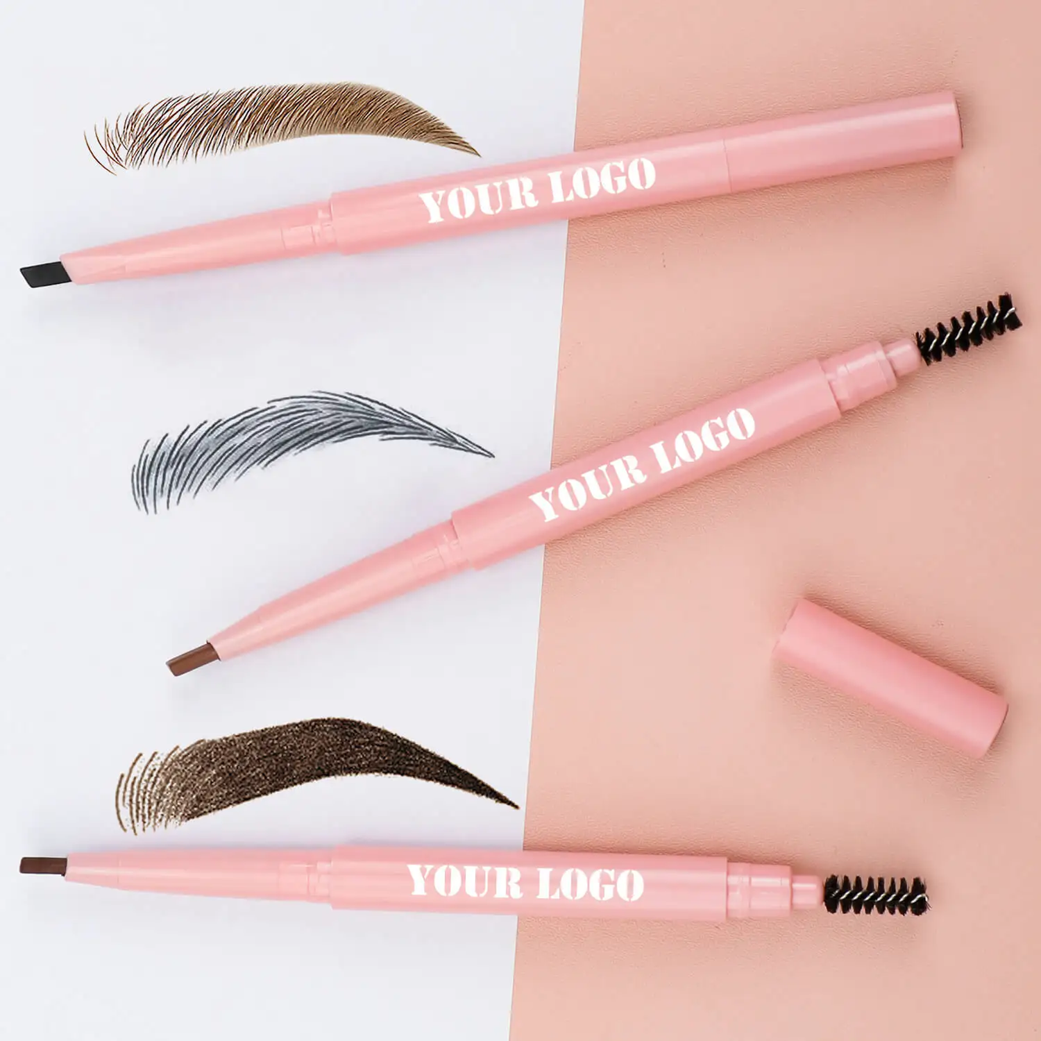 

Free Private Label Eyebrow Pencil Wholesale Makeup Slim Eyebrow Pencil OEM Waterproof Makeup Pen Pink Double Headed 30pcs