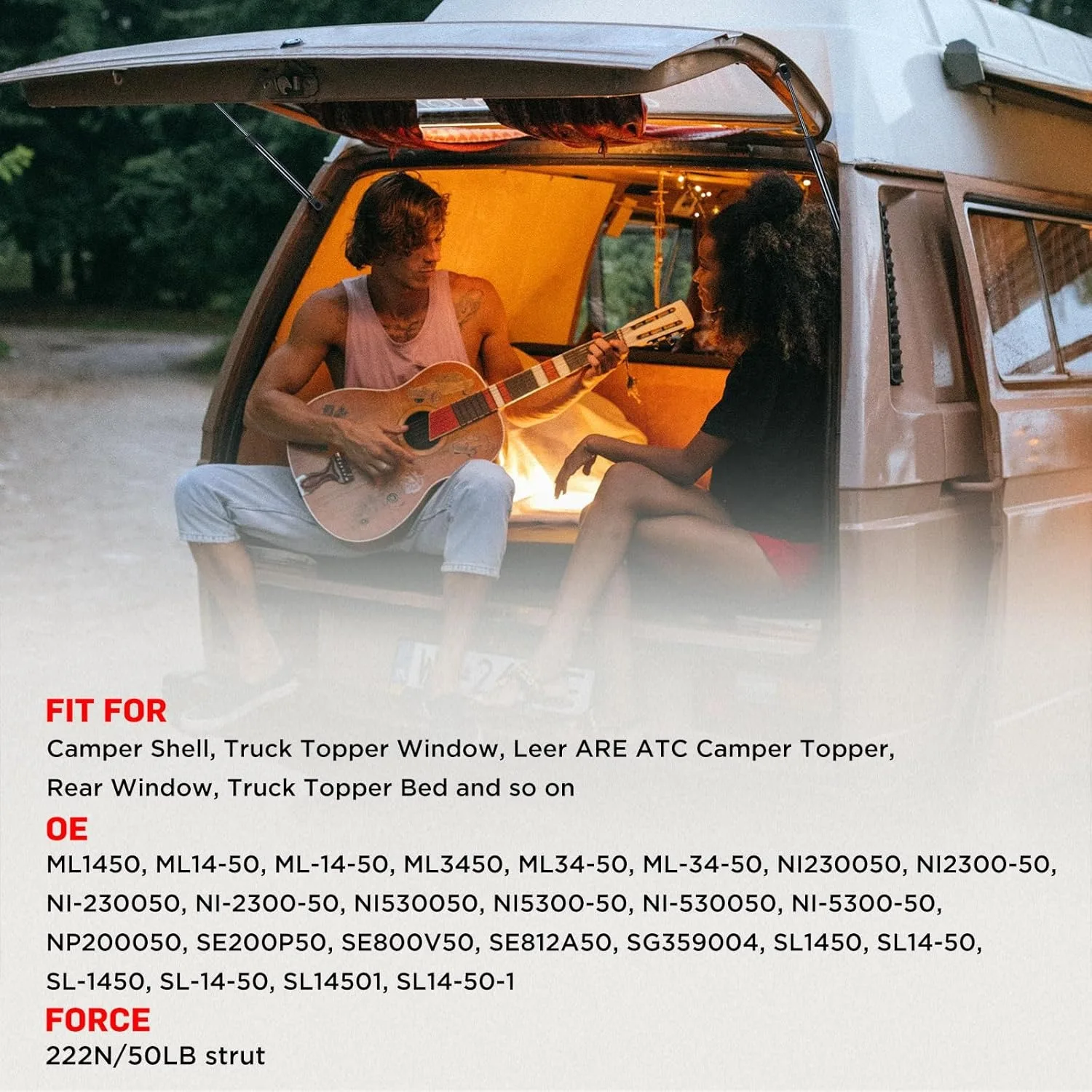 دعامات غاز ML1450 مقاس 20 بوصة 222N لـ Leer Camper Shell/نافذة/صندوق الأدوات (مجموعة من 2) #4