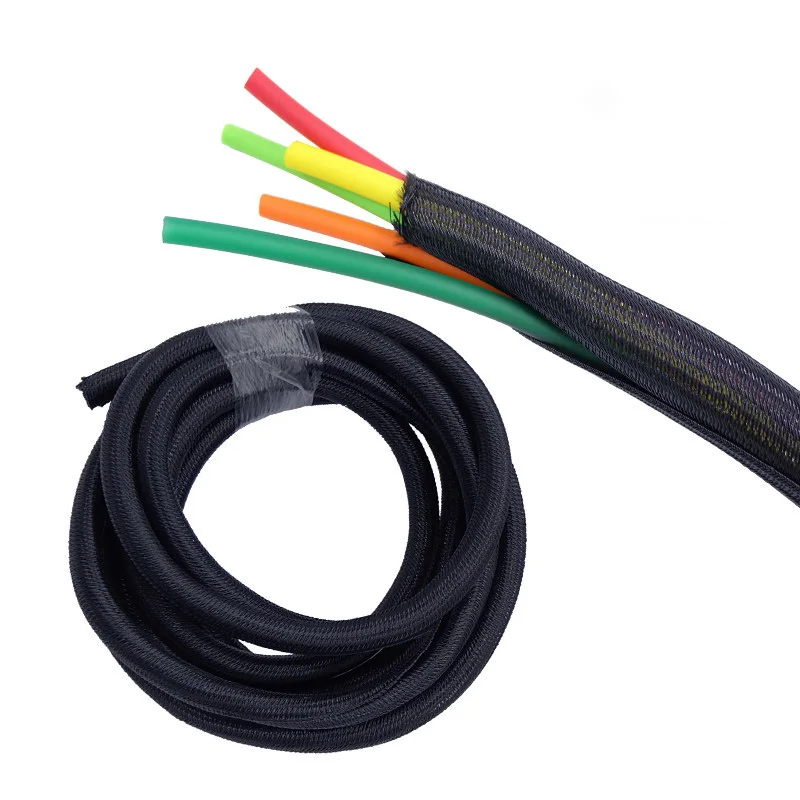 1/3/5Meter Self-Closed Cable Sleeve 5mm ~ 50mm Fiber Optic Cable Protective Sleeving, Flame-Retardant Braided Sleeving
