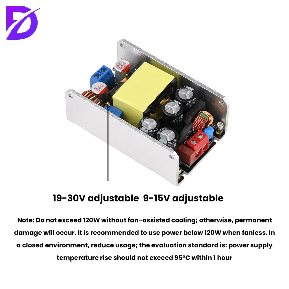 120W GaN Switching Power Supply Module High-Efficiency AC 100–265V to DC 9–30V Adjustable with Stable Output