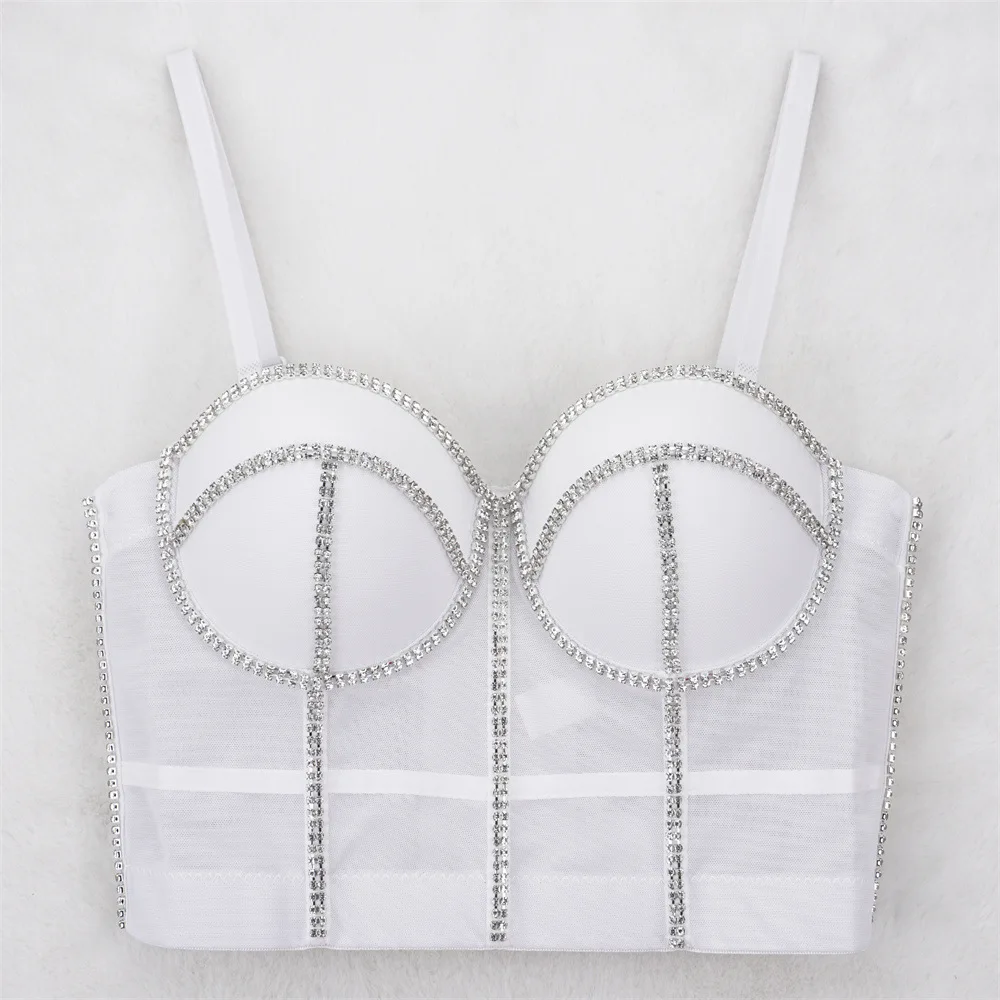 

Fashion Electronic Music Festival Nightclub Sexy Beaded Spaghetti Straps Outerwear Party Corset Outer Wear Hot Girl Tube Top