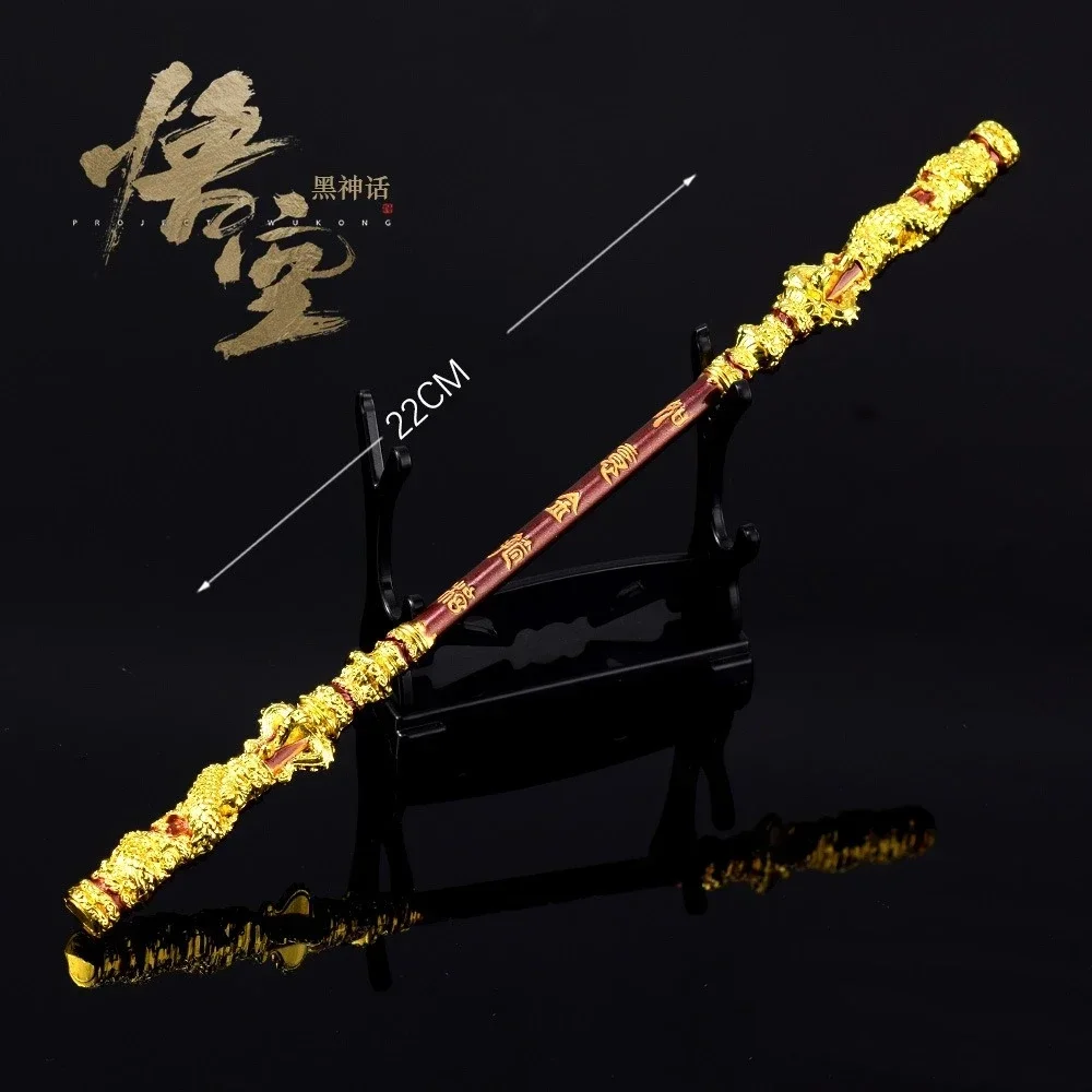 Black Myth: WuKong Weapon Game Anime Peripheral Crafts Collection Ornaments Metal Sword Weapon Model Monkey King Bar Gift Toy