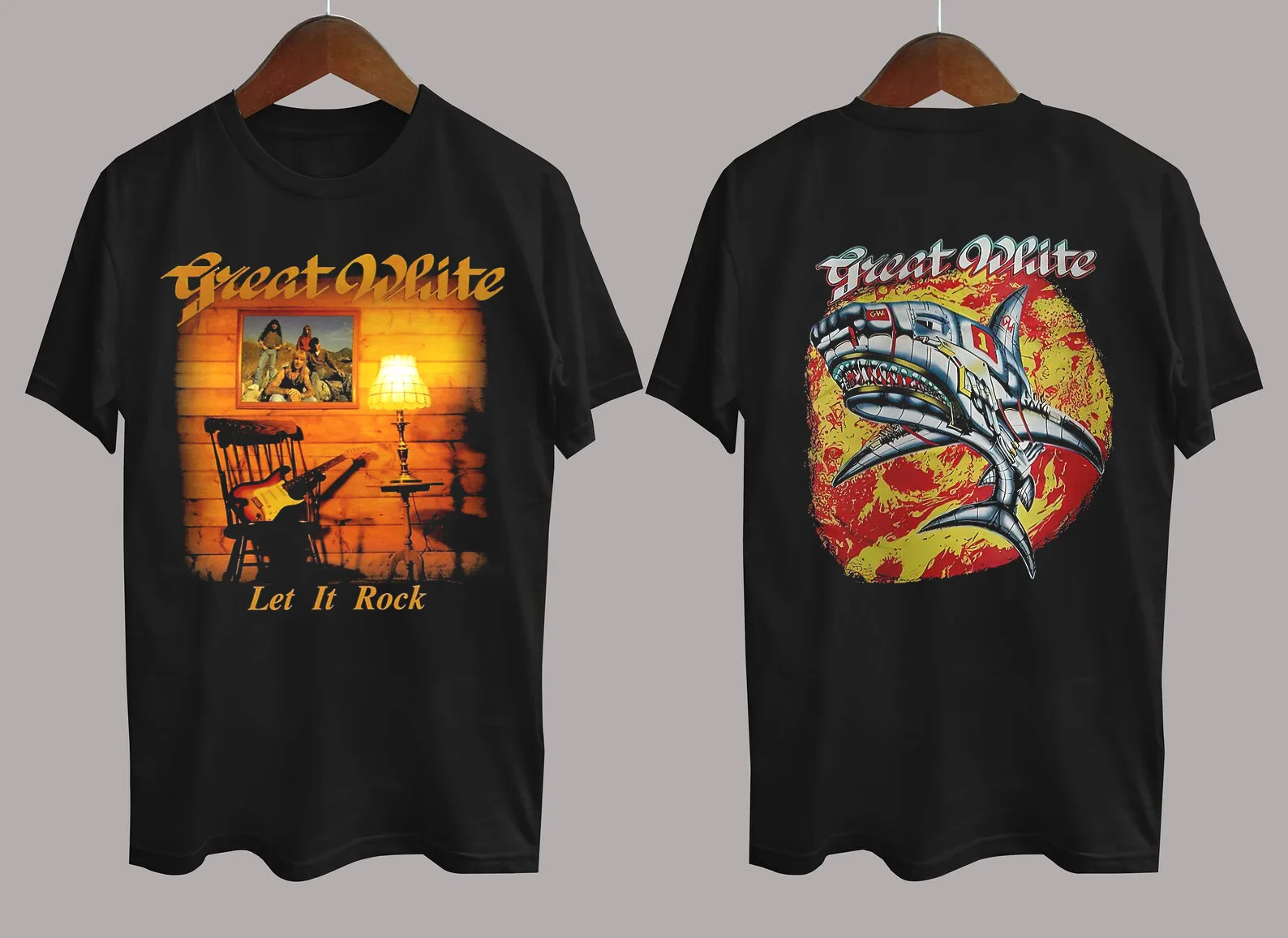 

Great White Band Let It Rock Cotton Black S-5XL Unisex 2 Sides Shirt AA1346