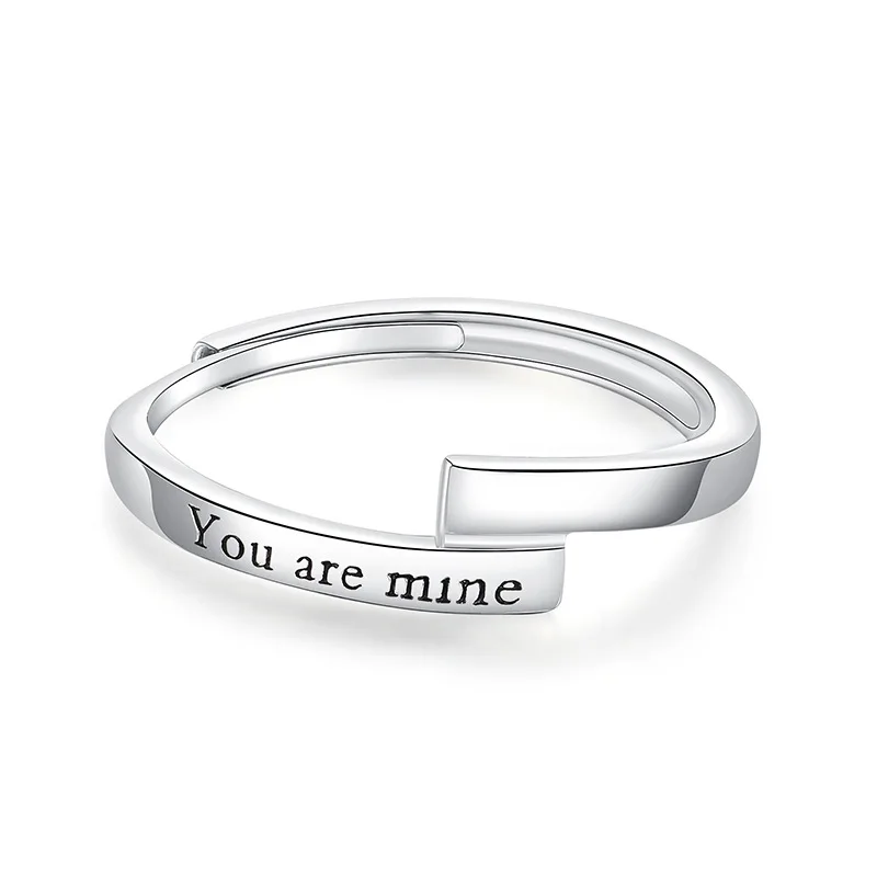 Romantic 100% Pure 925 Sterling Silver Couple Rings For Women Men Wedding Fine Jewelry Couple Rings For Lover Valentine's  Gift