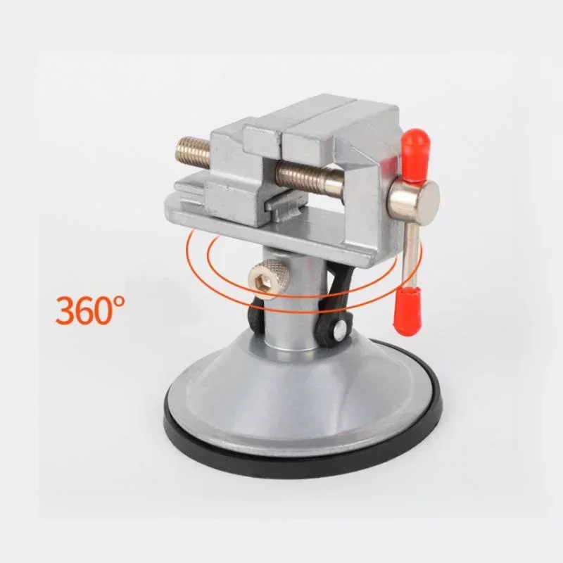 Mini Drill Press Vise Clamp with suction cup 360 Degree Rotation Table Bench Vice Table  Sculpture Craft Carving Tool