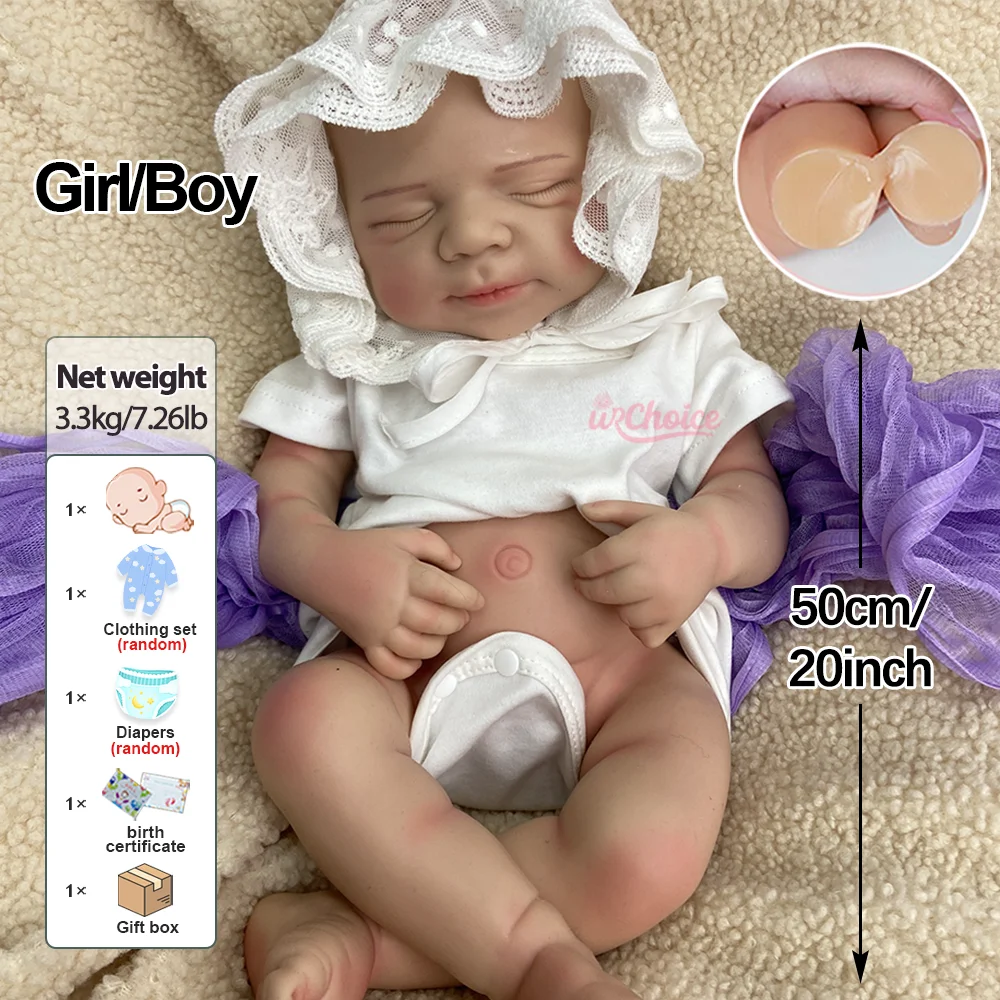 口を開けた状態の20インチ洗えるシリコン製リボーンドール、パスカル、クリスマス、新生児ギフト、早産児、女の子/男の子、子供の誕生日プレゼント