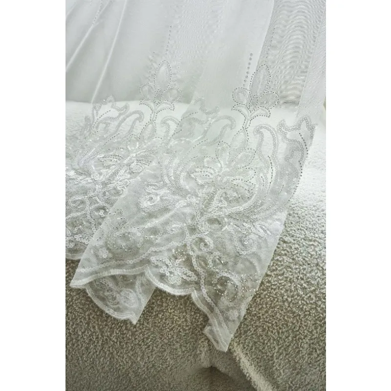 French Gauze Curtain Sequin Embroidery White Gauze Living Room Bedroom Balcony Curtain