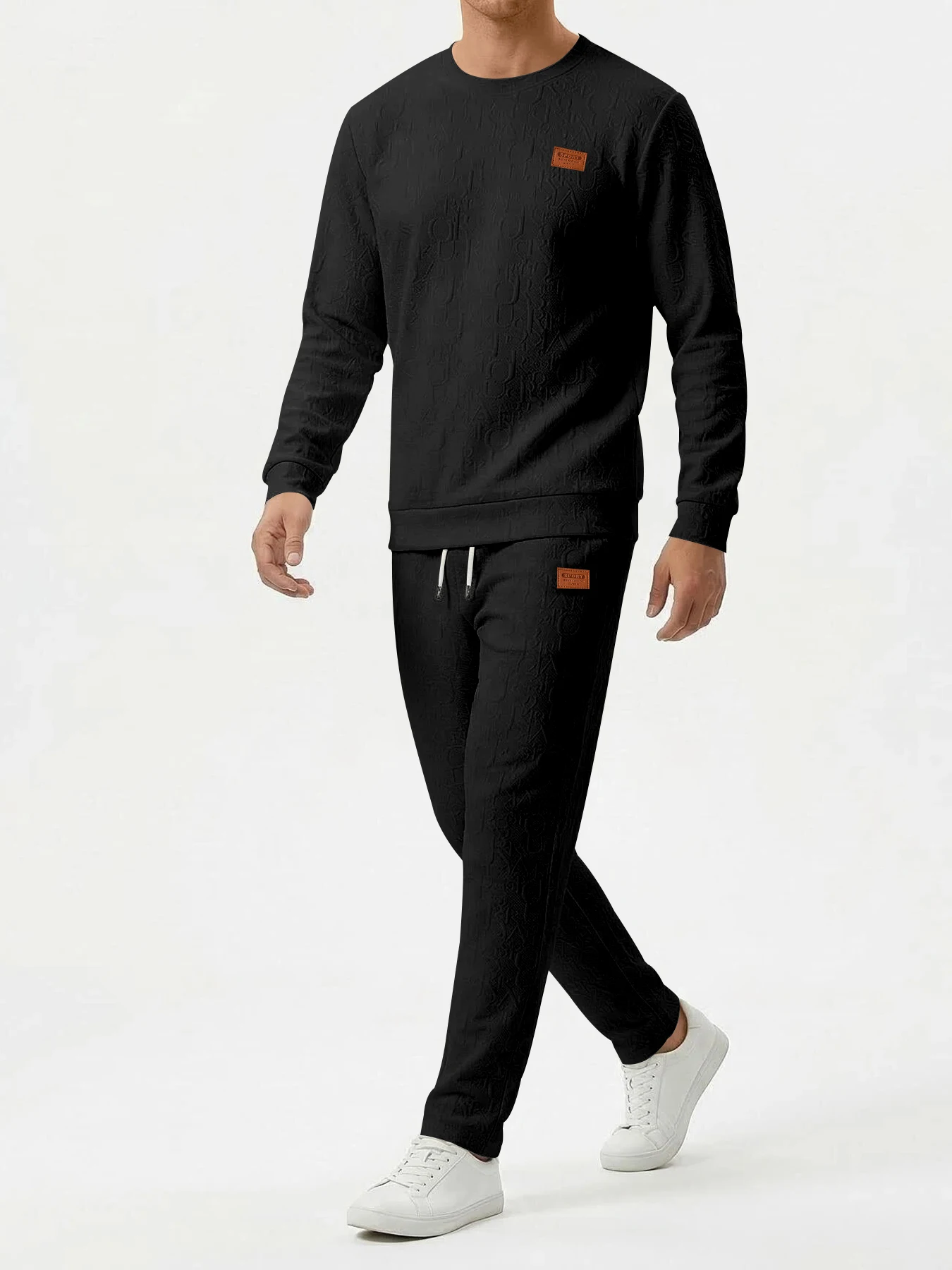 

Cross-Border Men's American Style Spring and Autumn Crew Neck Sweatshirt Set, Loose Simple Casual Sweatshirt 2-Piece Set