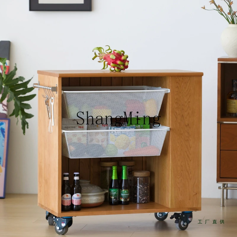 

FG mobile island, solid wood kitchen, trolley, bar, tea cabinet, cherry wood, mid-island table, side cabinet