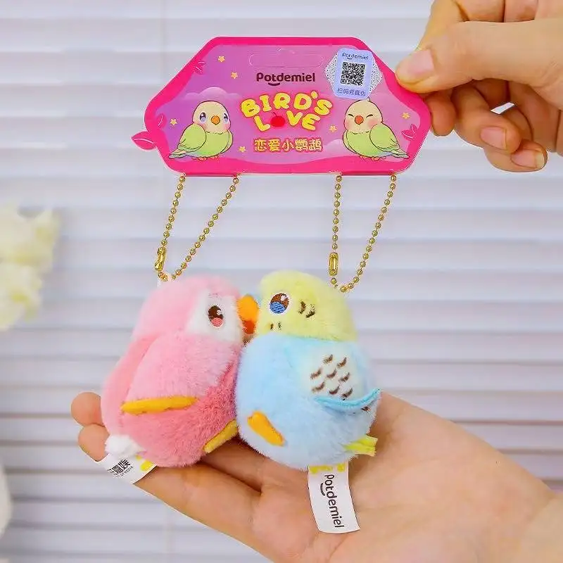Porte-clés pendentif sac à dos perroquet pour Couple, jouet en peluche Kawaii, poupée faite à la main, dessin animé, cadeau mignon pour amis amusants, dernière collection