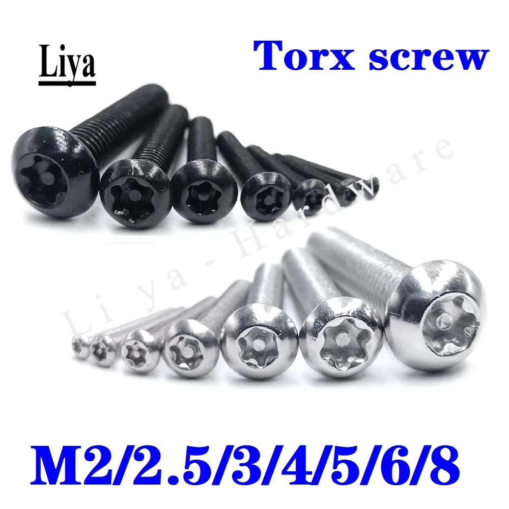 5-50pcs ecurity Pin Screw M2 M2.5 M3 M4 M5 M6 M8 A2 Stainless Steel Torx Button Head Tamper Proof Security Screws