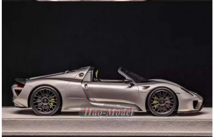 МакияжMU 1/18 для Porsche 918 Spyder, литая под давлением модель автомобиля, имитация игрушки, подарки на день рождения для мальчиков, коллекция для хобби, серебро