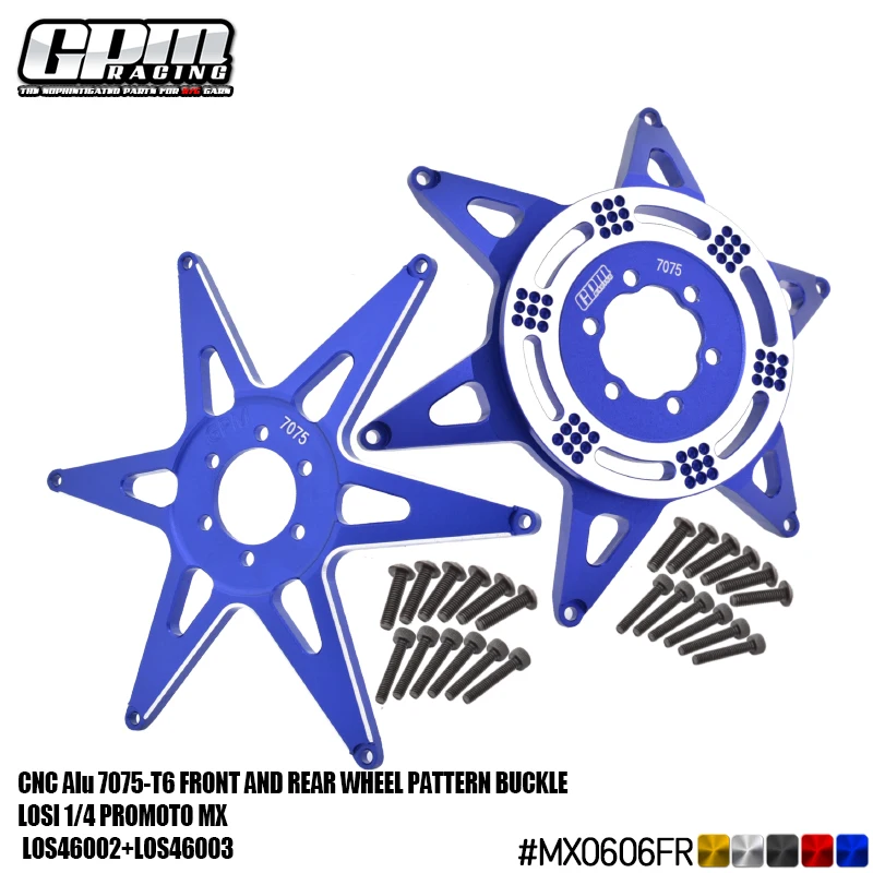 GPM Alloy 7075 Front & Rear Wheel Pattern Buckle For LOSI 1/4 Promoto MX Motorcycle LOS46002+LOS46003