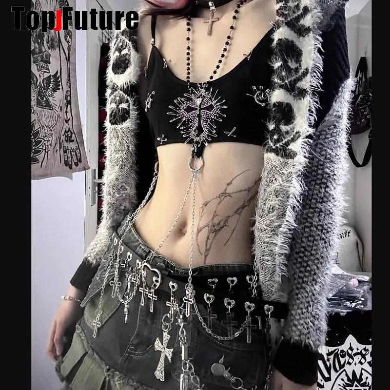 Women Girl HAND MAKE Gothic Lolita Punk Harajuku bling bling skull laziness belt waist belt  Lolita cosplay party belt gift