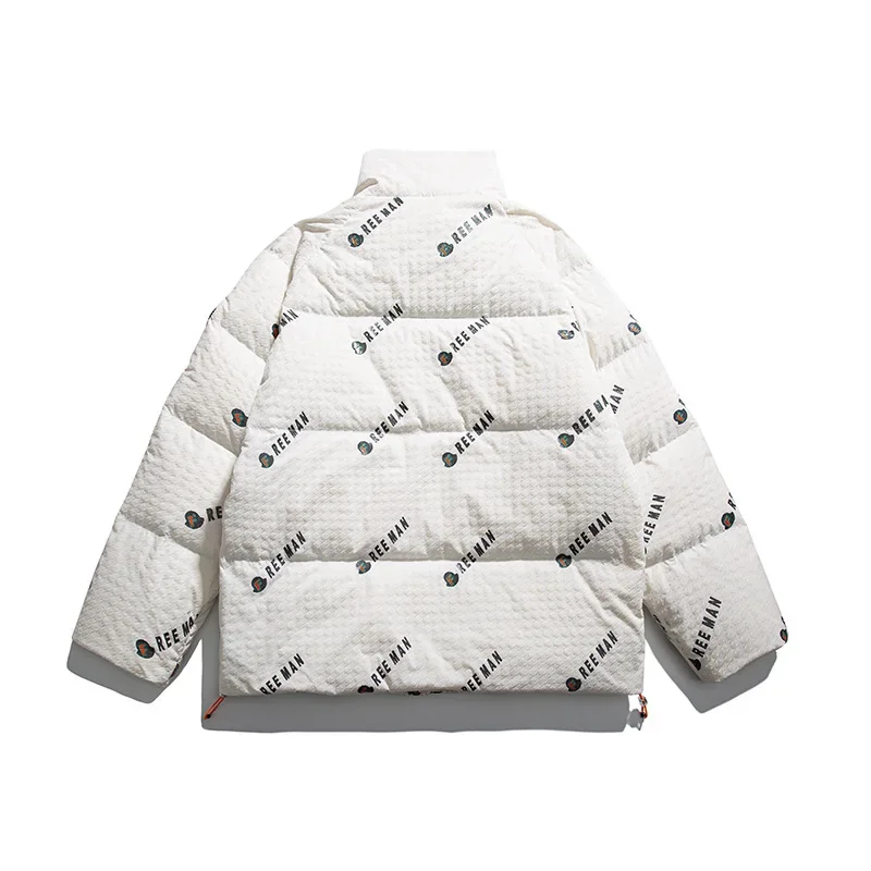 Heren Winter Nieuwe Print Witte Eend Donzen Jas Opstaande Kraag Harajuku Hiphop Buiten Oversized Campus Paar Down Parka Unisex