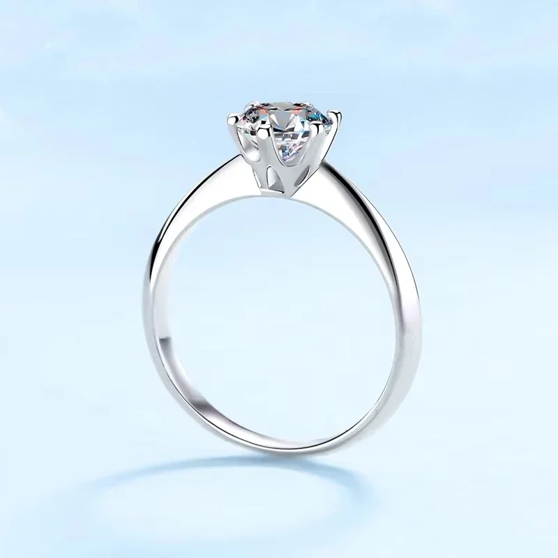 WOMEN Engagement 18K White Gold Wedding Band 0.5/1/1.5/2/3/5CT VVS 1 D Color Moissanite Diamond Six Pronged PT950 Platinum RINGS