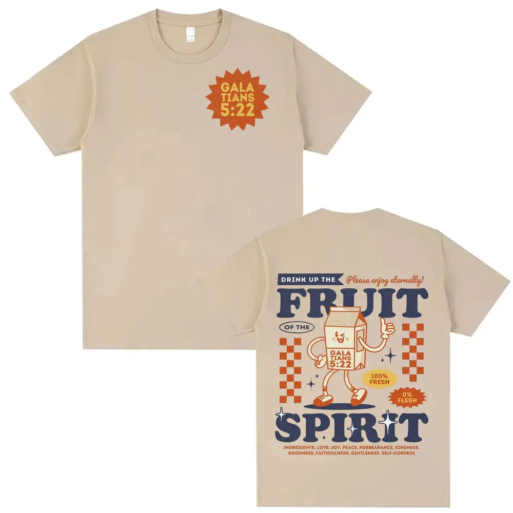 

Ретро христианские футболки с фруктами Духа Иисуса, мужская одежда, Harajuku, эстетическая Библия, футболка унисекс, летняя футболка большого размера