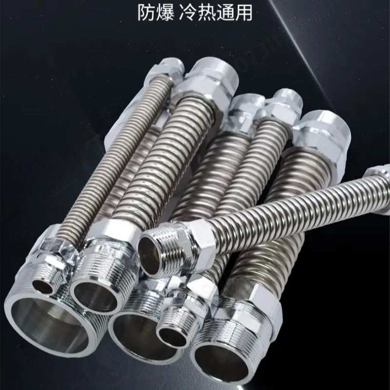 304 Stainless Steel Pipe with Metal Joint Connector Flexible Hose for Fan Coil Unit Central Air Conditioning Pipeline Connection