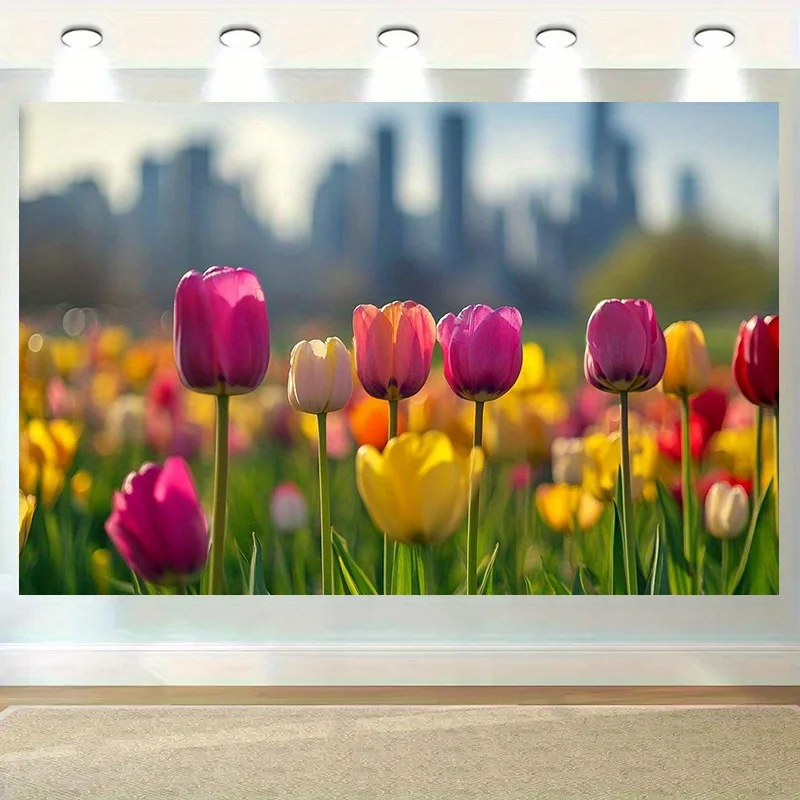 Aesthetic Tulip Floral Tapestry Wall Hanging Spring Flower Art for Living Room Bedroom Botanical Decor Poster Print Gift Canvas