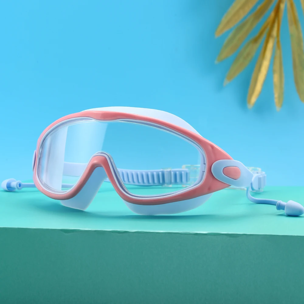 Schwimmbrille für Erwachsene, großer Rahmen mit Ohrstöpseln, Schwimmbrille für Männer und Frauen, professionelle, hochauflösende Antibeschlag-Schwimmbrille – Detail 3