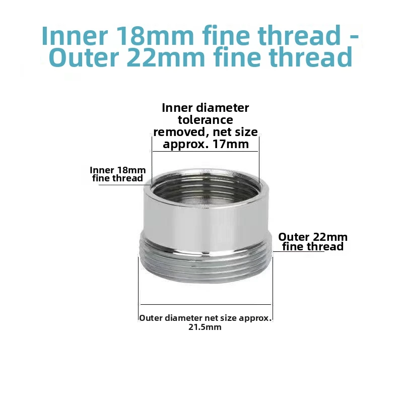 18mm To 22mm Adapter Faucet Adapter Removable Aerator Screw-on Design Water Pressure Optimizer 18mm-22mm 18mm To