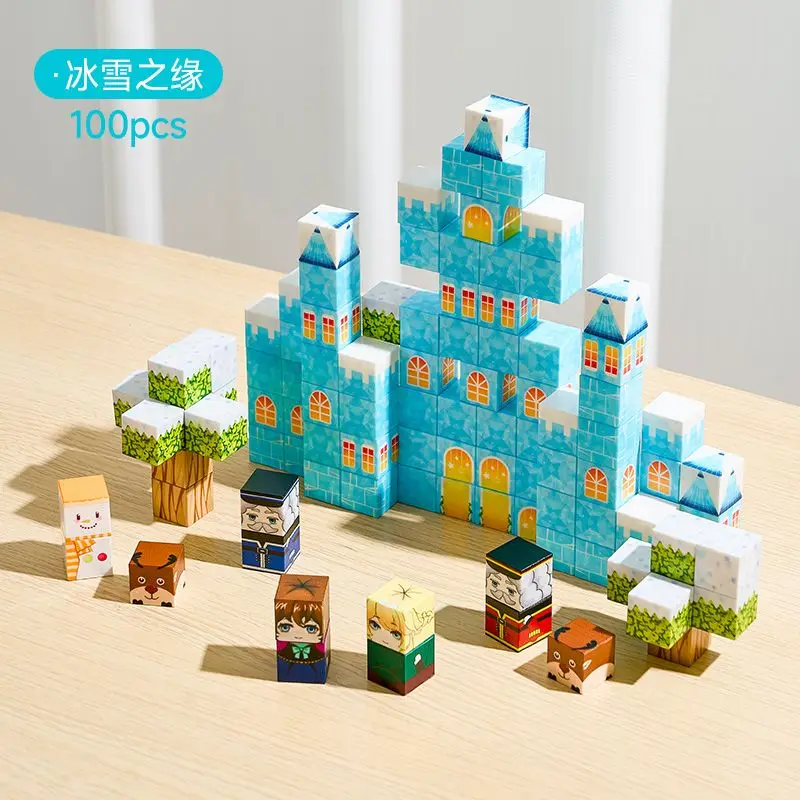 DIY Magnetic Building Block World Princess Castle Gift - Ages 3-6 - Educational Assembly Toy with Magnets and Magnetic Adhesion